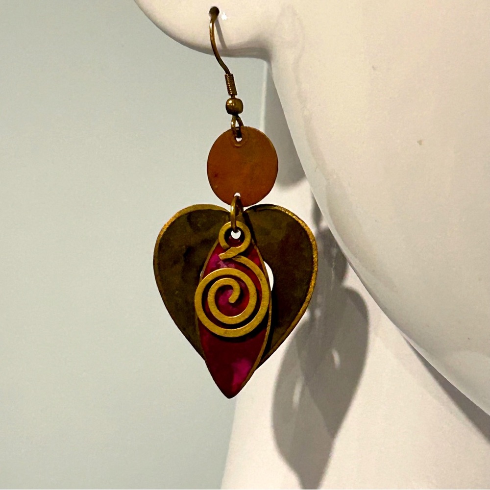 Handmade Punched Copper and Brass Earrings